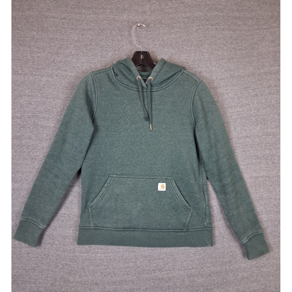 Carhartt Womens Sweatshirt XS Dark Green Pullover Hoodie Fleece Kangaroo